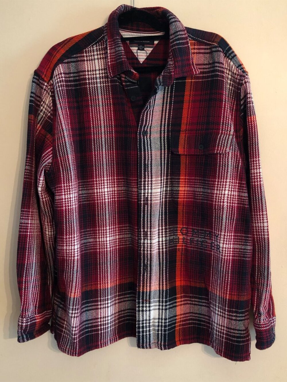 Tommy Hilfiger NEW Cotton Plaid Flannel Untucked Overshirt Shirt RUNS XL (XXL)